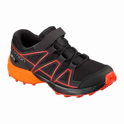 Salomon SPEEDCROSS CLIMASALOMON™ WATERPROOF - Lasten Polkujuoksukengät - Mustat/Ruskea